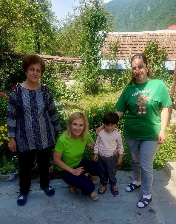 A beautiful family from Ilisu village in Azerbaijan, warmly welcoming visitors to their home
